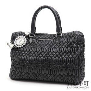 Miu Miu Nappa Crystal Leather Lambskin Jeweled Chain Rhinestone Cloque Matelasse